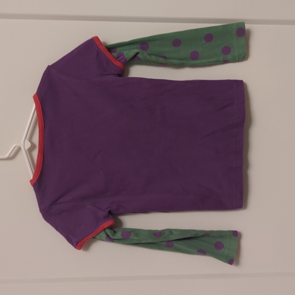 Mini Boden Purple long-sleeve tee w/ lady bug, green sleeve w/ polka dots Sz 5-6 - Picture 3 of 6